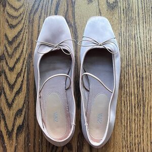 Zara Satin Mary-Jane Flats. Size 39/9